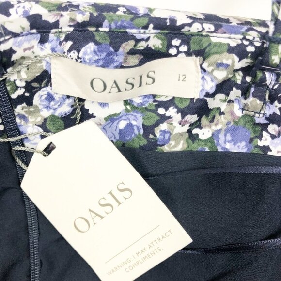 NWT Oasis Ditsy Micro Floral Print Spaghetti Strap Pencil Dress. Size US 8 - Picture 7 of 14